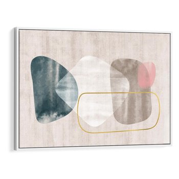 Obraz w ramie 120x80 - Minimalistyczne Plamy Farby - pastelowe geometryczne plamy, akwarela - rama biała