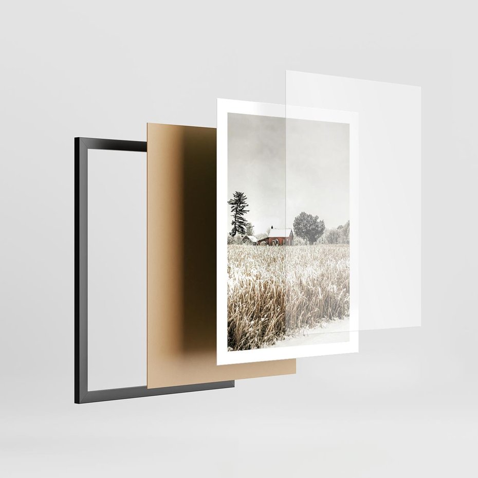 Plakat w ramie 50x70 - Idylliczna Zima - zima, krajobraz zimowy - rama czarna
