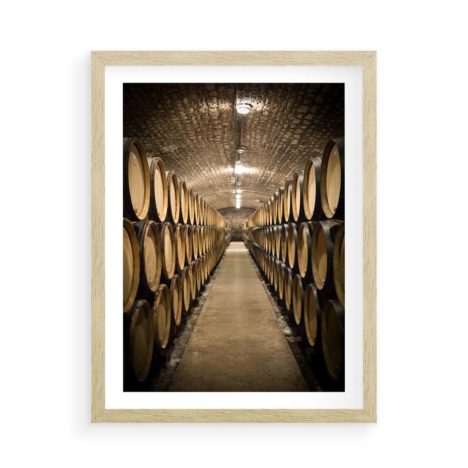 Plakat w ramie 50x70 - Winniczka - winnica, beczki - rama drewno