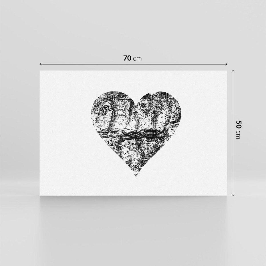 Obraz na płótnie 70x50 - Drzewo Serca - czarne serce, tekstura jak kora drzewa