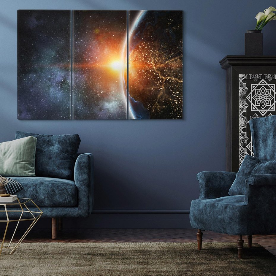 Obraz na płótnie 120x80 - Fascynująca kosmiczna aura - kosmos, ziemia