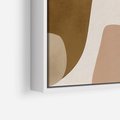 Obraz w ramie 50x50 - Harmonia chaosu i porządku - abstrakcyjne kształty, kolory beżu i brązu - rama biała