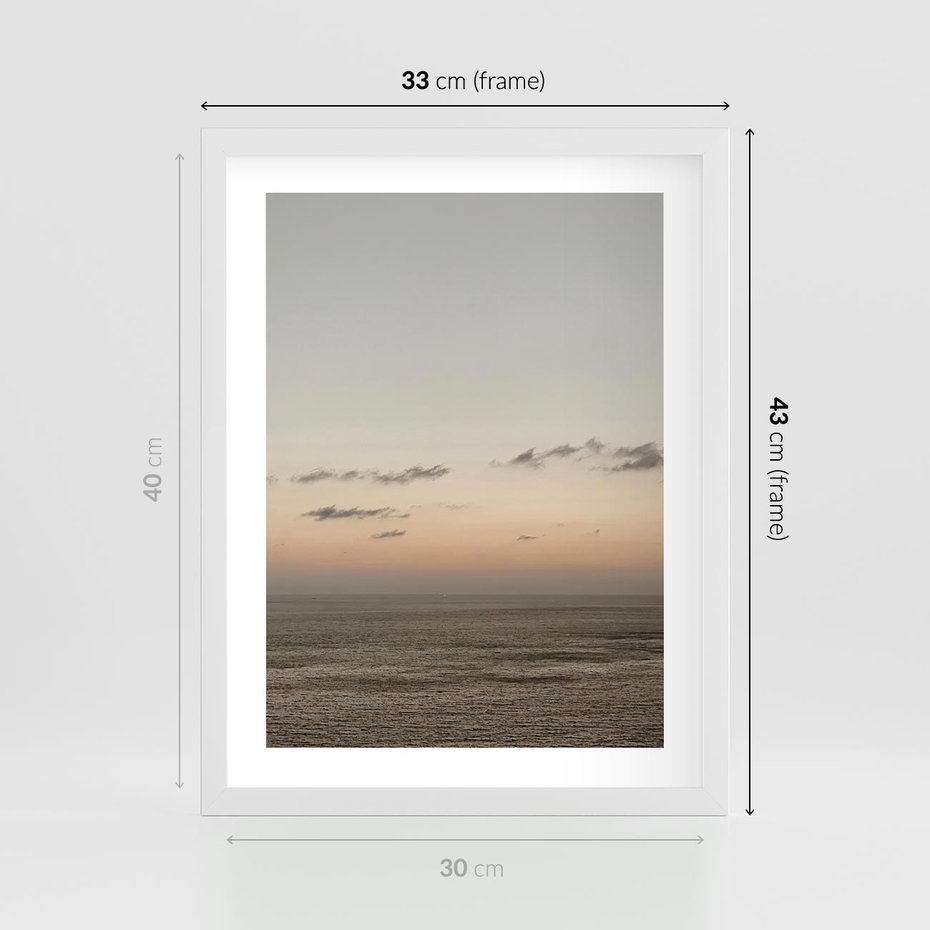 Plakat w ramie 30x40 - Chwila Romantyzmu - morze, niebo - rama biała