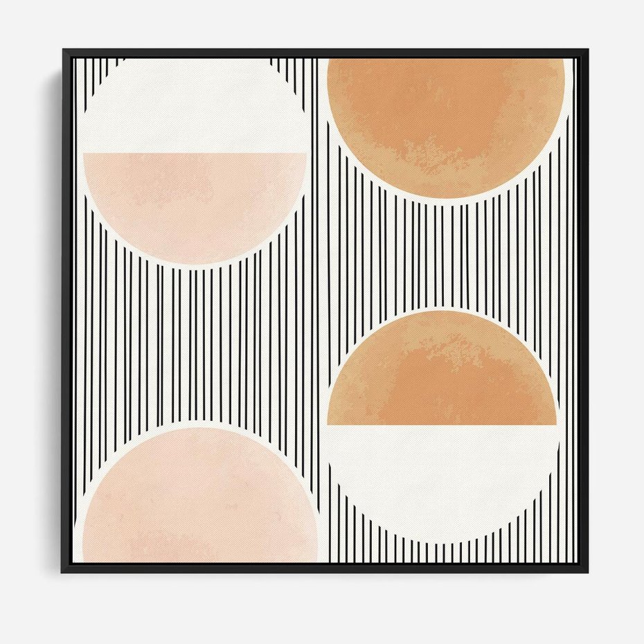 Obraz w ramie 50x50 - Przenikające Kształty - abstrkacyjna nowoczesna sztuka, koła okręgi - rama czarna