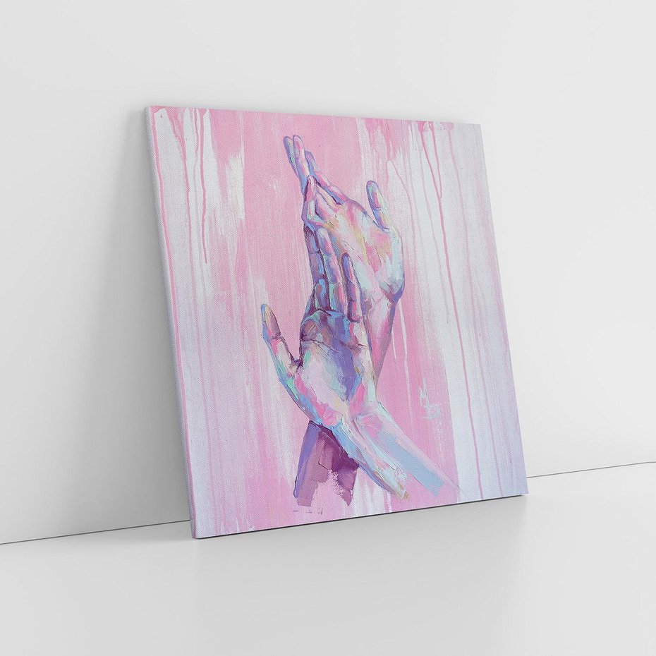 Obraz na płótnie 40x40 - Splecione - obraz olejny, pastelowe kolory