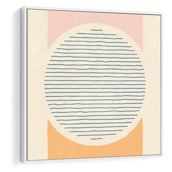 Obraz w ramie 50x50 - Rozbijająca Opowieść - geometryczne kształty, koła - rama biała