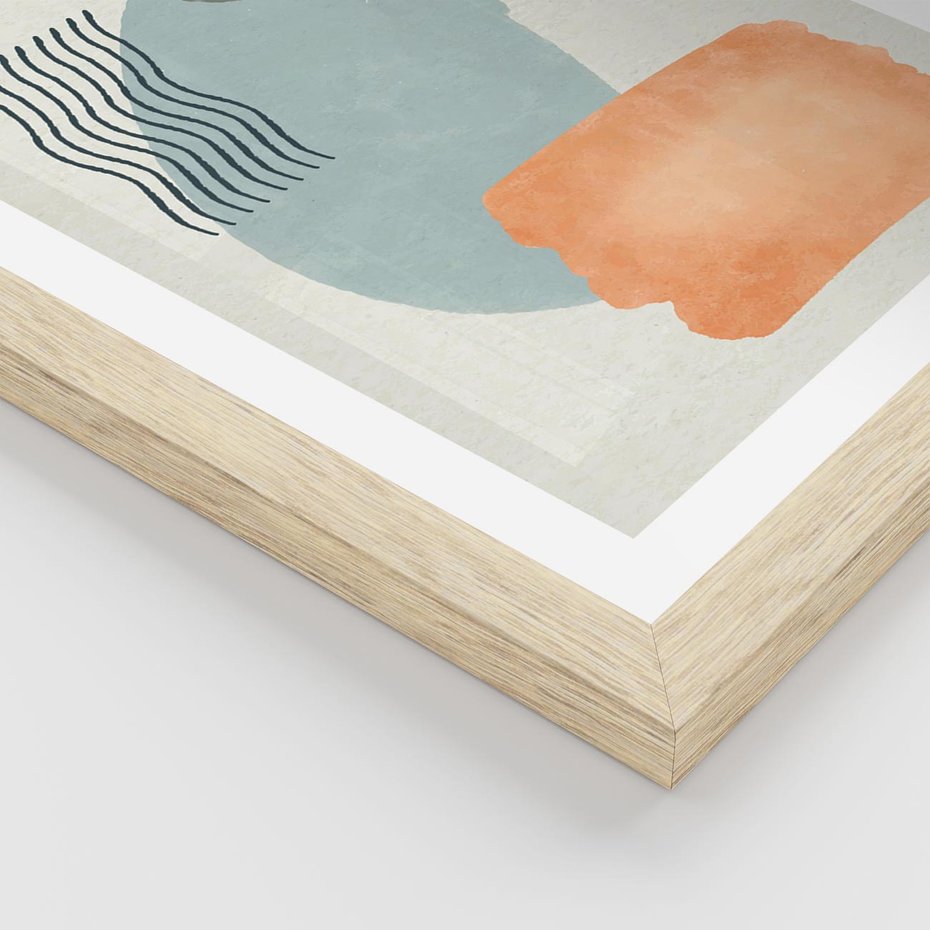 Plakat w ramie 40x50 - Kształtujące Plamy - geometryczne elementy, stonowane ziemiste kolory - rama drewno