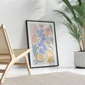 Plakat bez ramy 21x30 - Minimalistycznie i Pastelowo - pastelowe kwiaty, na beżowym tle