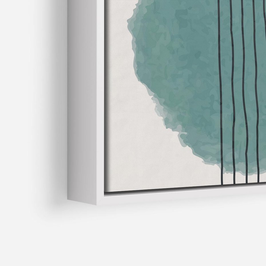 Obraz w ramie 50x50 - Podróżne Inspiracje - abstrakcyjna akwarelowa plama, nieregularne kreski - rama biała