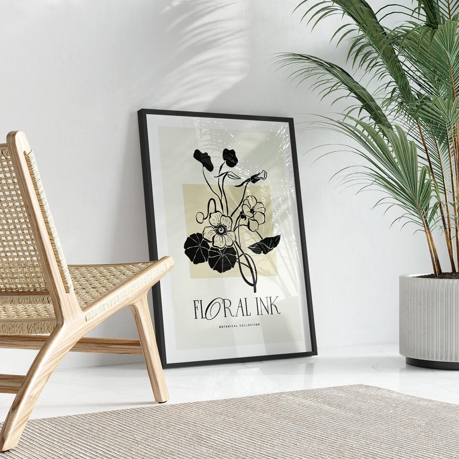 Plakat bez ramy 30x40 - Podróż linii kwiatowego czasu - kwiaty, typografia