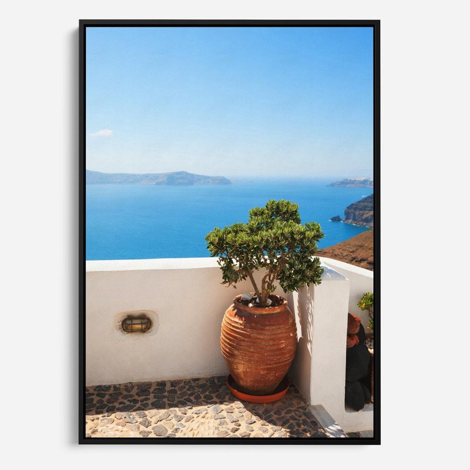 Obraz w ramie 70x100 - Santorini - oaza greckiej wyspy - Santorini, grecka - rama czarna