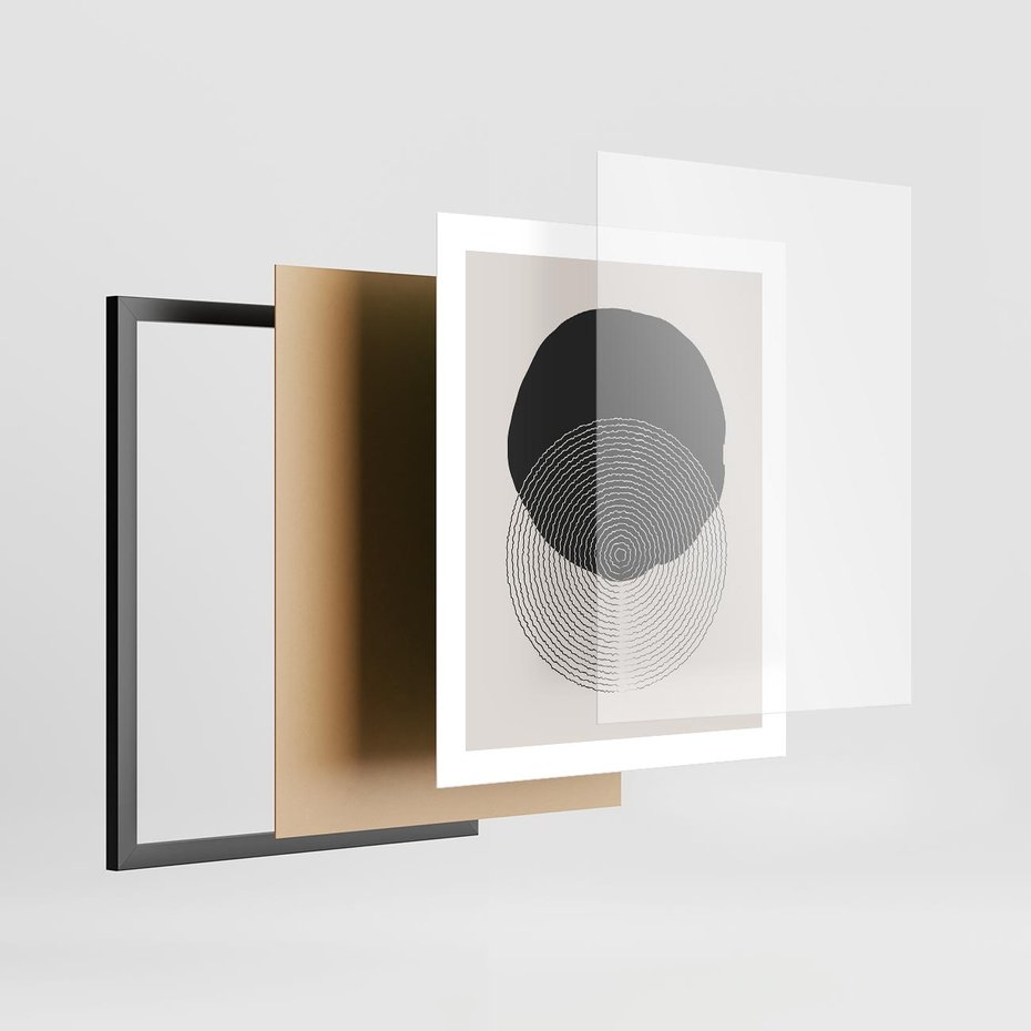 Plakat w ramie 40x50 - Boho Przenikanie Uroku - abstrakcyjna kompozycja, okręgi - rama czarna