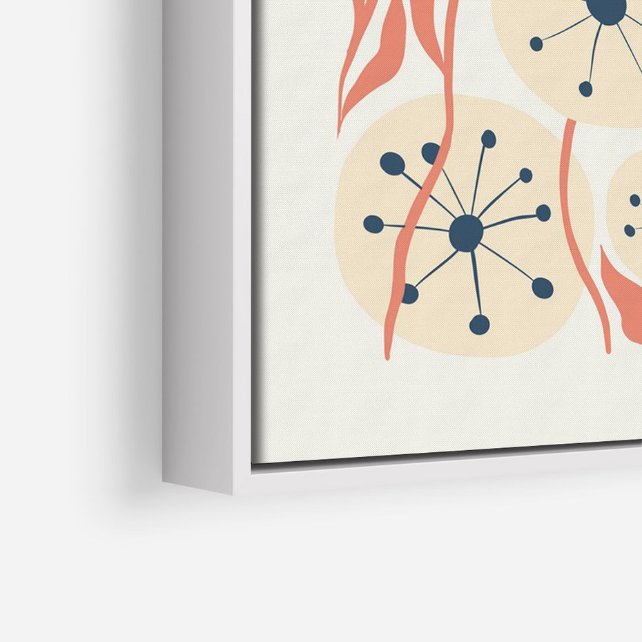 Obraz w ramie 50x70 - Impresje Harmonii - abstrakcyjne kwiaty, rośliny - rama biała