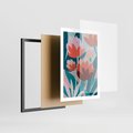 Plakat w ramie 50x70 - Symfonia Kwiatów - abstrakcyjna kompozycja kwiatowych form, kolor zgaszone - rama czarna