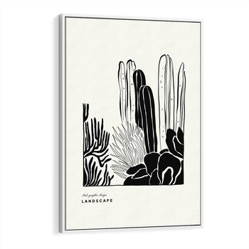 Obraz w ramie 80x120 - Boho Oaza - kaktusy, rośliny - rama biała