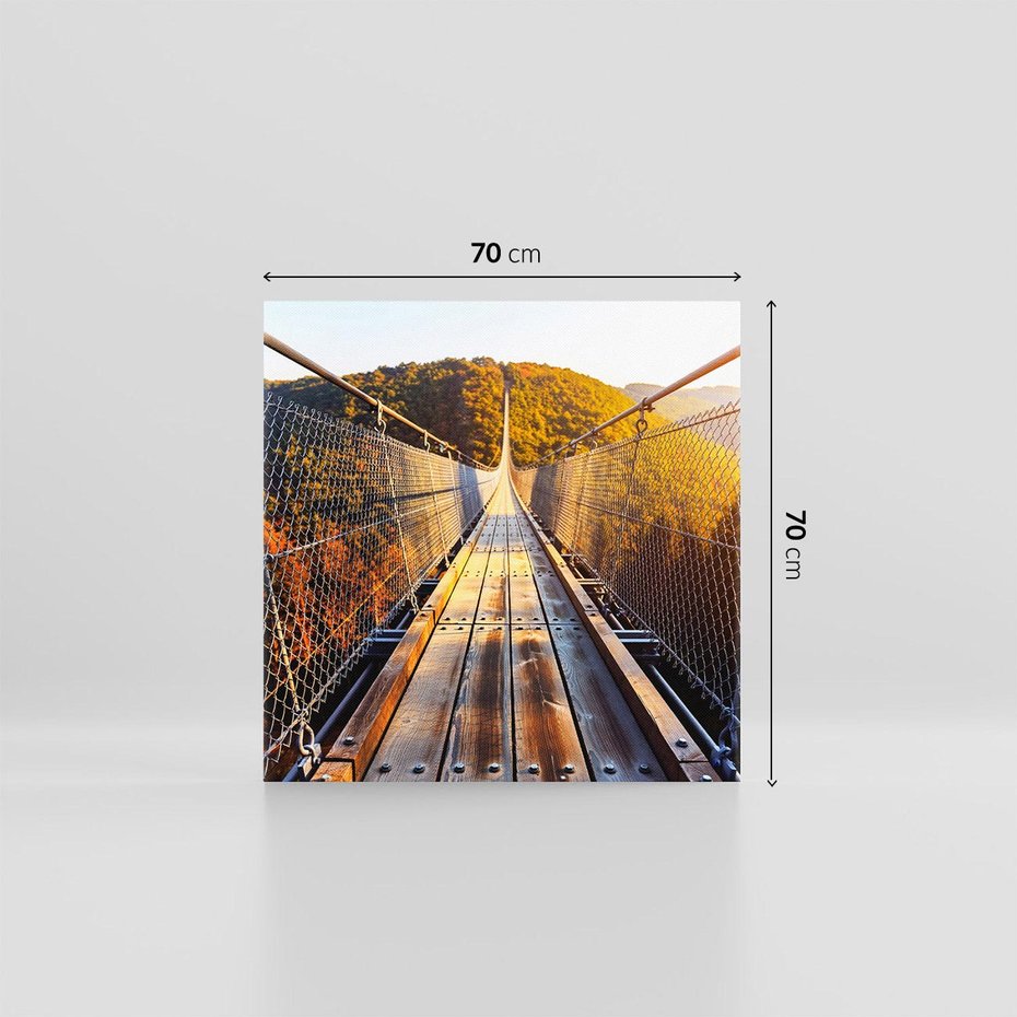 Obraz na płótnie 70x70 - Drewniany most w górach - most, drewniany