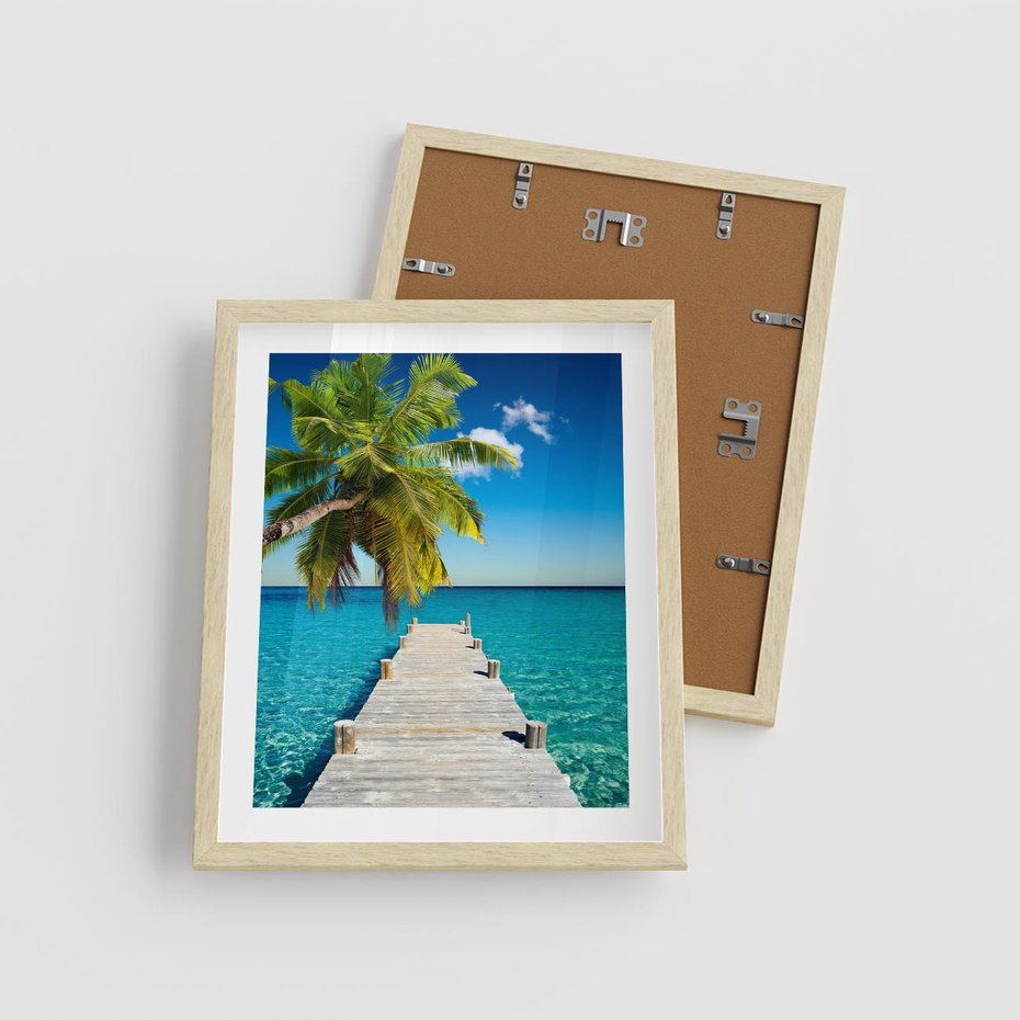 Plakat w ramie 40x50 - Hawajskie Palmy - palma, morze - rama drewno