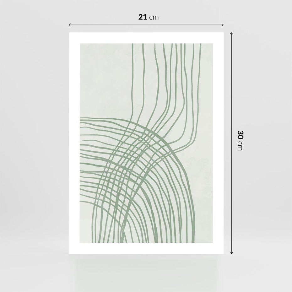 Plakat bez ramy 21x30 - Migotliwa Spokojna Zieleń - zielony plakat, abstrakcyjne splątane linie