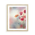 Plakat w ramie 40x50 - Urok natury - kwiaty, akwarela - rama drewno