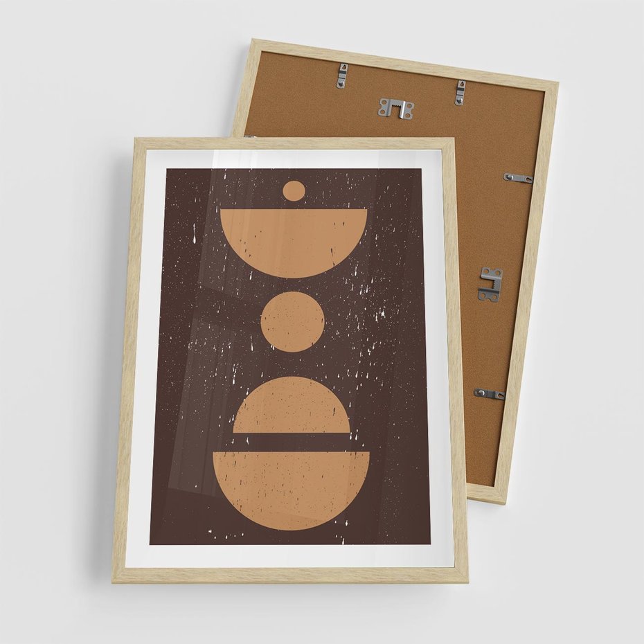 Plakat w ramie 50x70 - Impulsy Przestrzeni - mid century styl, nowoczesna grafika - rama drewno