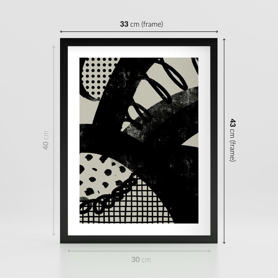 Plakat w ramie 30x40 - Nieznanie Zaskoczenia - bstrakcyjna mroczna kompozycja, nieregularne - rama czarna