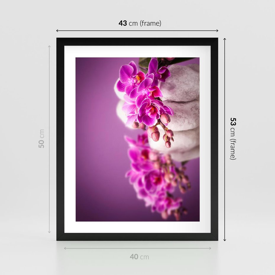 Plakat w ramie 40x50 - Relaksująca orchidea w spa - spa, orchidea - rama czarna