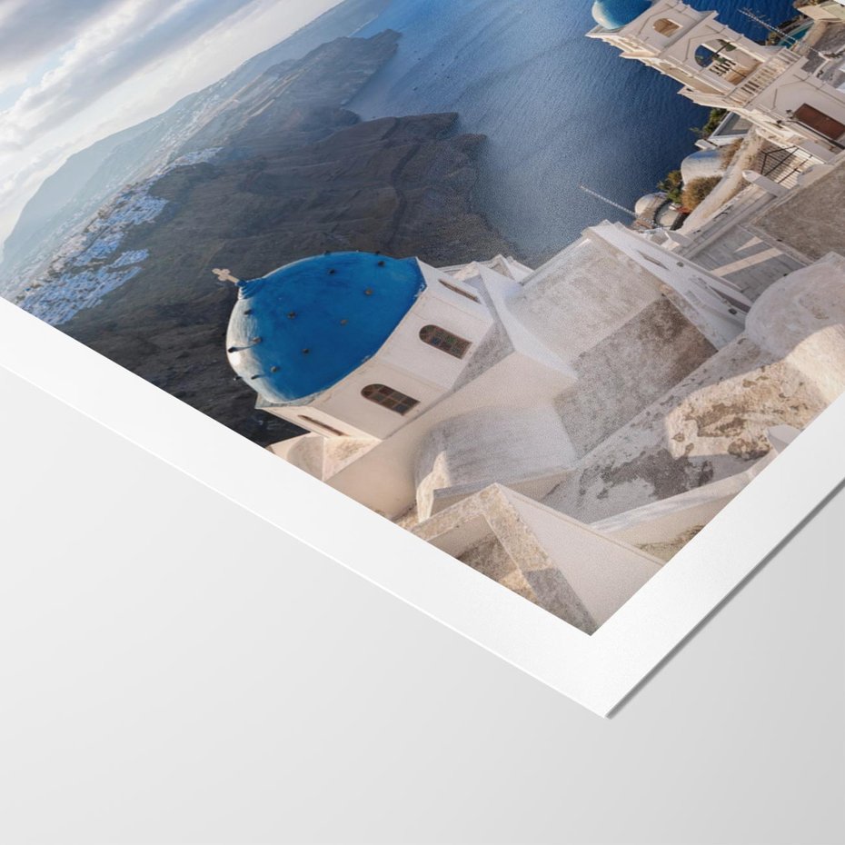 Plakat bez ramy 21x30 - Błękitne Przezycia - Santorini, morze