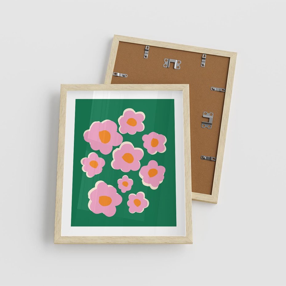 Plakat w ramie 40x50 - Przenikające Refleksje - abstrakcyjny plakat, boho styl - rama drewno