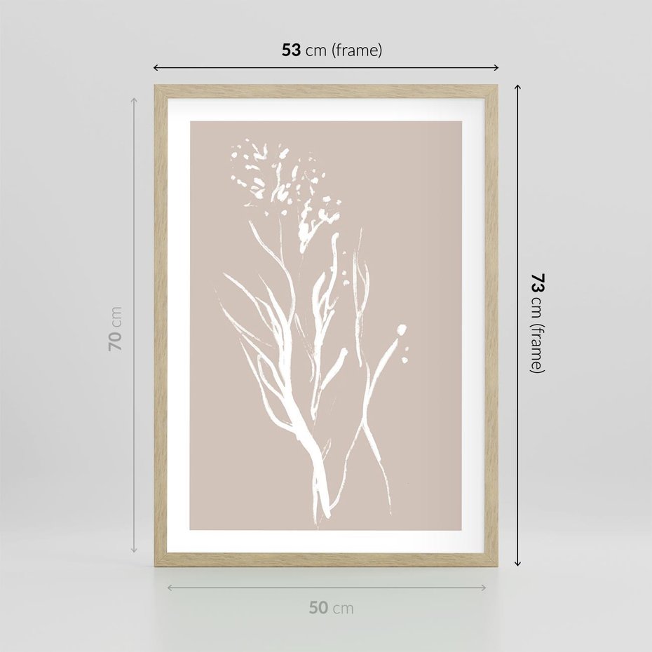 Plakat w ramie 50x70 - Impresje Pastelowych Nastrojów - minimalistyczny delikatny obraz, beżowe odcienie - rama drewno
