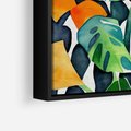 Obraz w ramie 50x50 - Tropikalne Pragnienia - akwarela, liście tropikalne - rama czarna