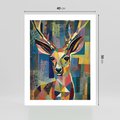 Plakat bez ramy 40x50 - Bezgraniczne Kontury Zaskoczenia - abstrakcyjny obraz olejny, jeleń