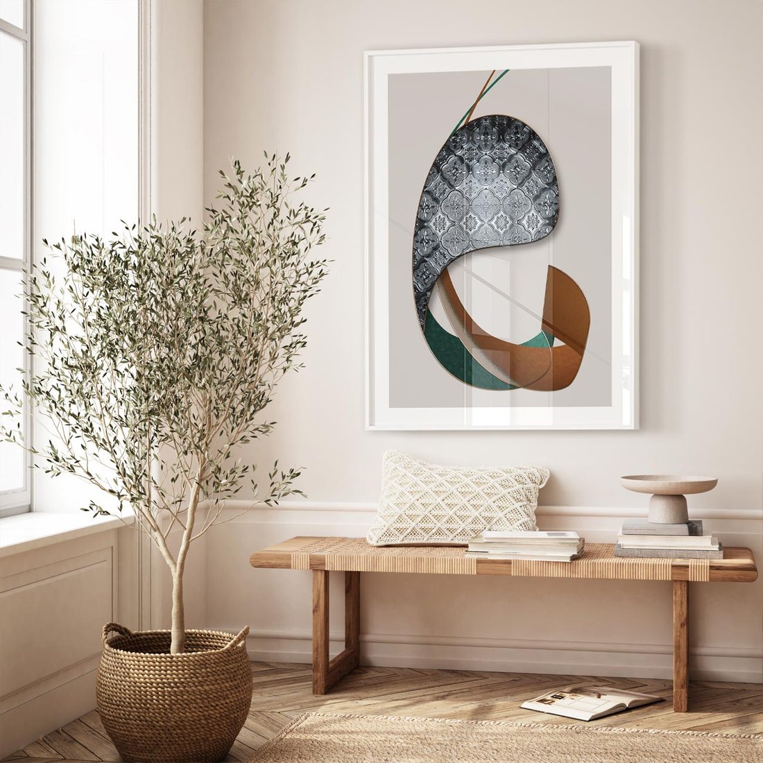 Plakat w ramie 50x70 - Abstrakcyjne Światy Geometrii - nowoczesny, geometryczny - rama biała