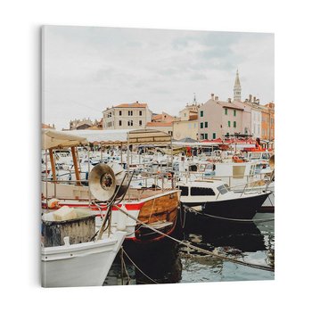 Obraz na płótnie 50x50 - Malowniczy Krajobraz Morski - morze, łódki