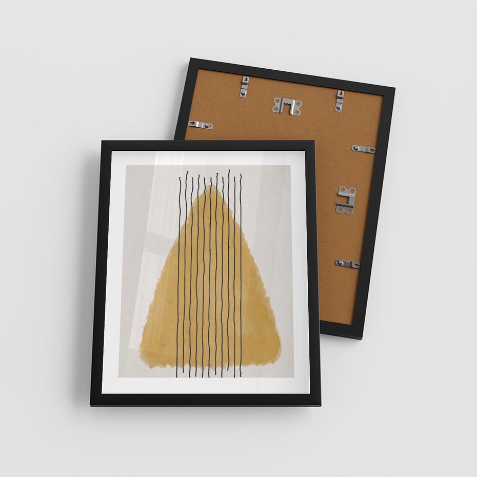 Plakat w ramie 40x50 - Migocące Impulsy - abstrakcyjna akwarelowa plama, nieregularne kreski - rama czarna