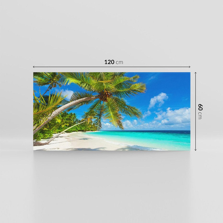 Obraz na płótnie 120x60 - Raj na Malediwach: Plaża, Morze i Palmy - Malediwy, plaża