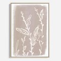 Obraz w ramie 80x120 - Roślinne Przeniknięcia - nowoczesny subtelny plakat, beżowy - rama drewno