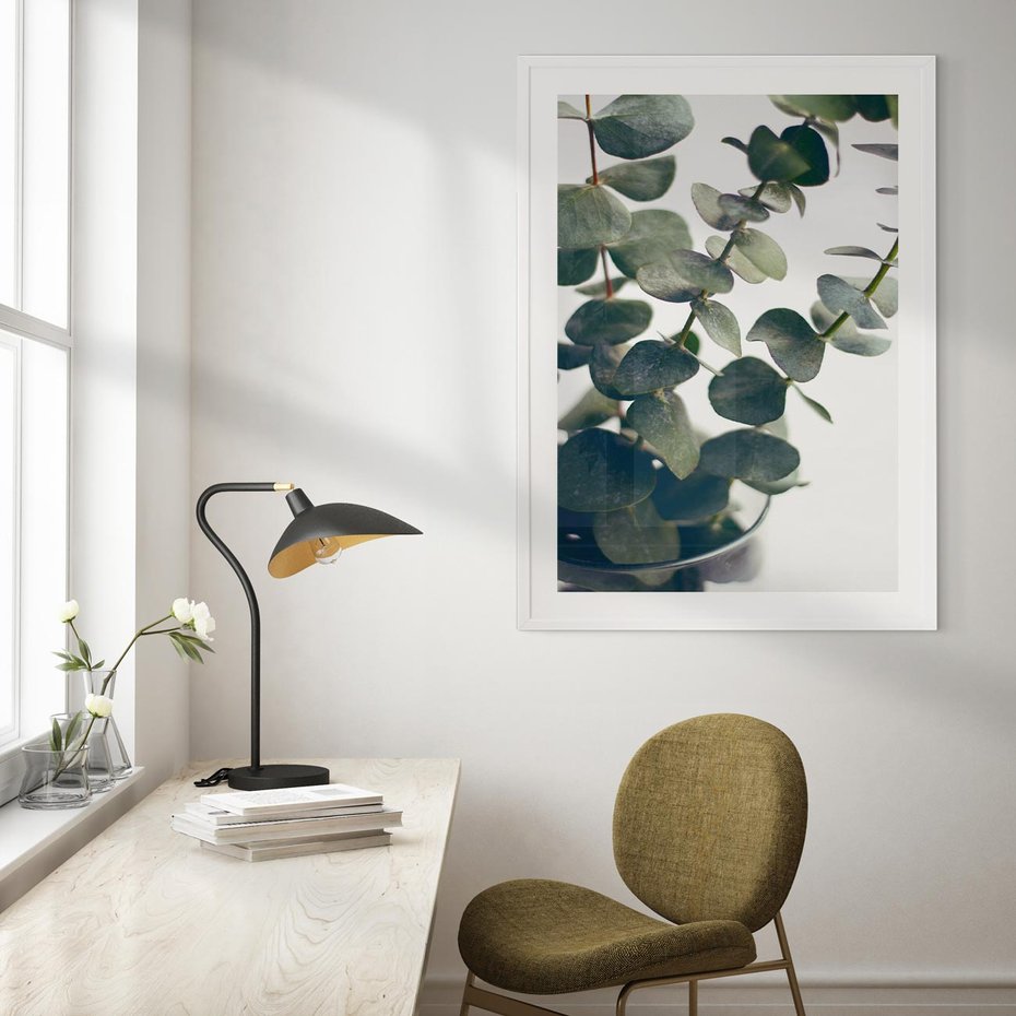 Plakat w ramie 50x70 - ukaliptusowa Harmonia - liście eukaliptusa - rama biała