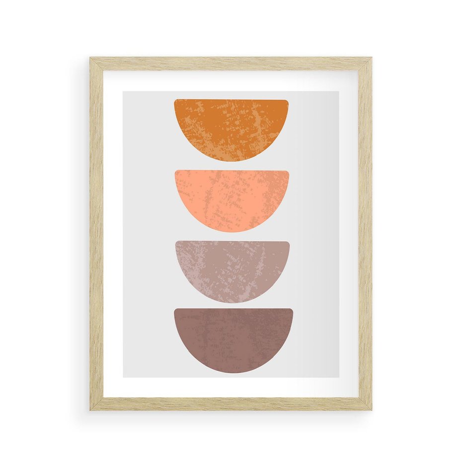 Plakat w ramie 40x50 - Minimalizm i Geometria - minimalistyczny obraz, mid-century styl - rama drewno
