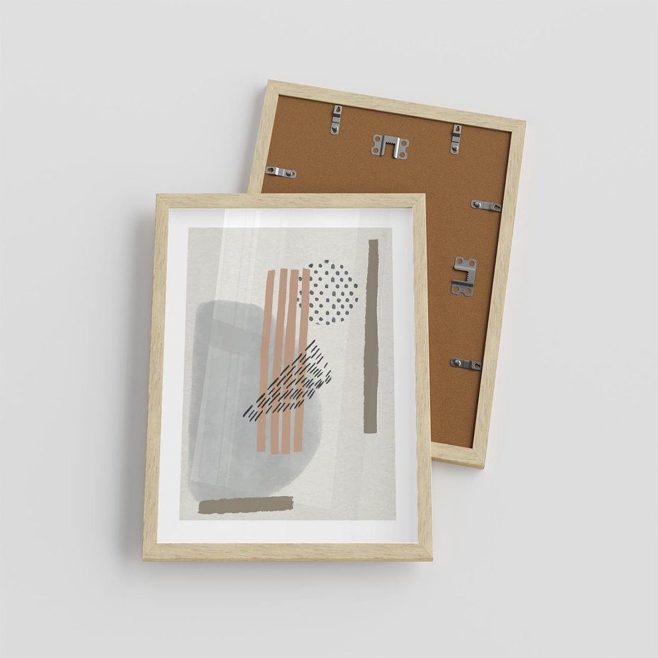 Plakat w ramie 30x40 - Nowoczesna Abstrakcja: Delikatne Beże - abstrakcja, nowoczesna sztuka - rama drewno