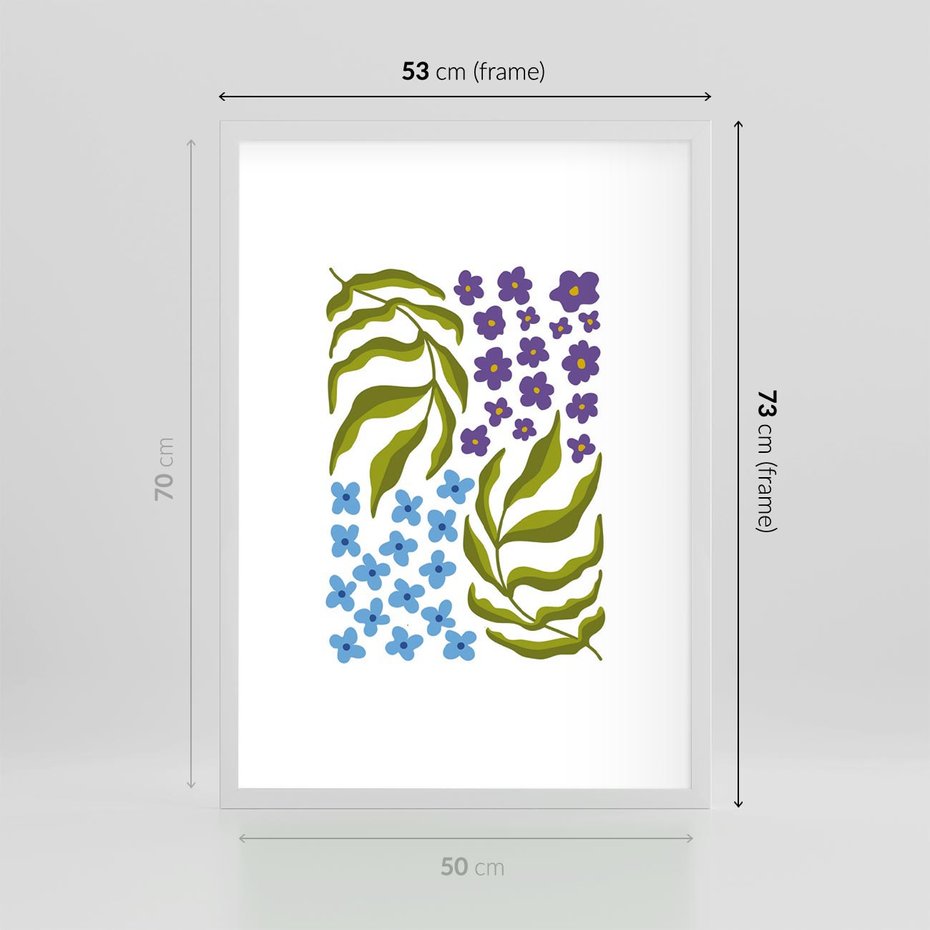 Plakat w ramie 50x70 - Księga Kształtów Bez Granic - kwiaty, sztuka nowoczesna - rama biała