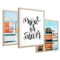Zestaw obrazy w ramie 50x70 galeria - Pozytywny, napis, podróż, lato, salon - rama drewno