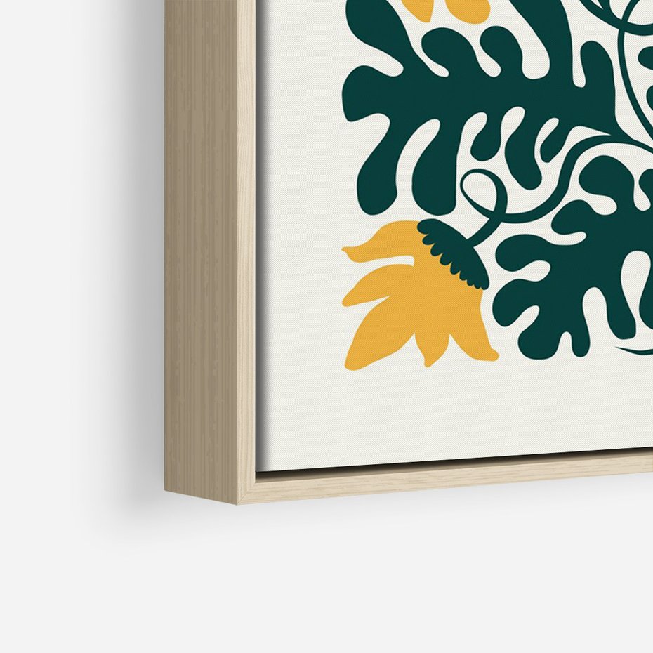 Obraz w ramie 50x70 - Impulsy Kreatywności - abstrakcyjne żółte kwiaty, kompozycja - rama drewno