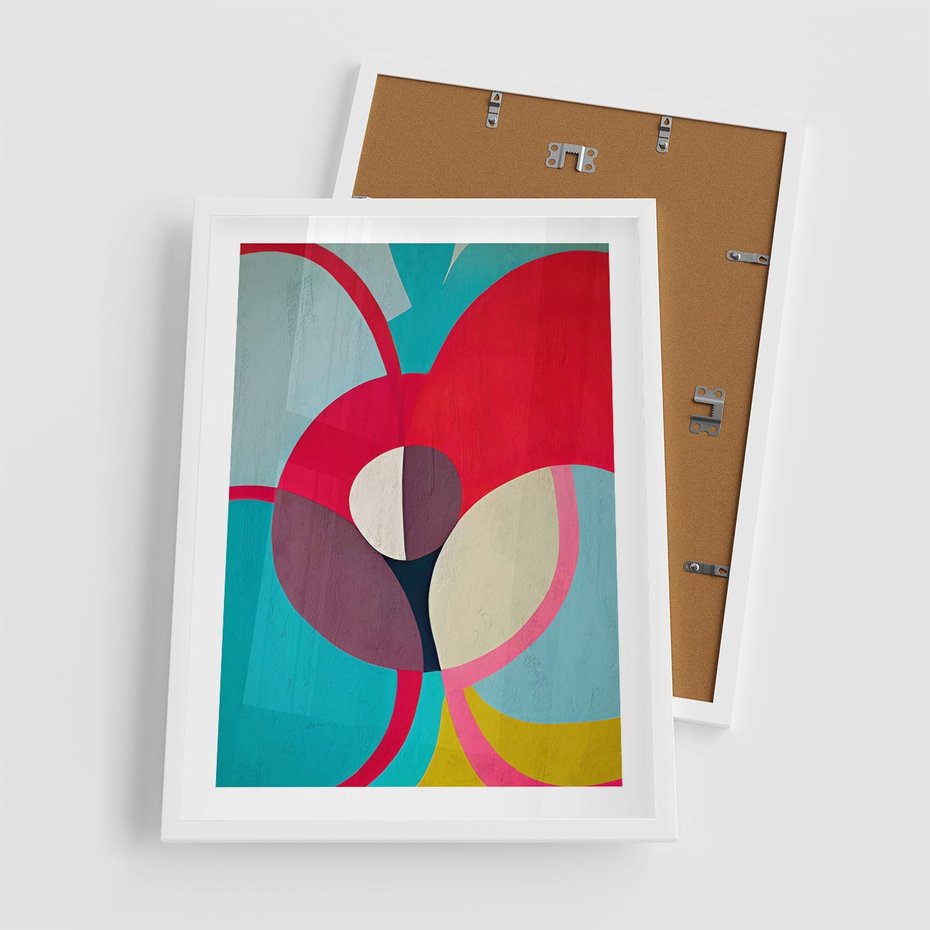 Plakat w ramie 50x70 - Kolorowe Odsłony Inspiracji - abstrakcyjny obraz, olejny - rama biała