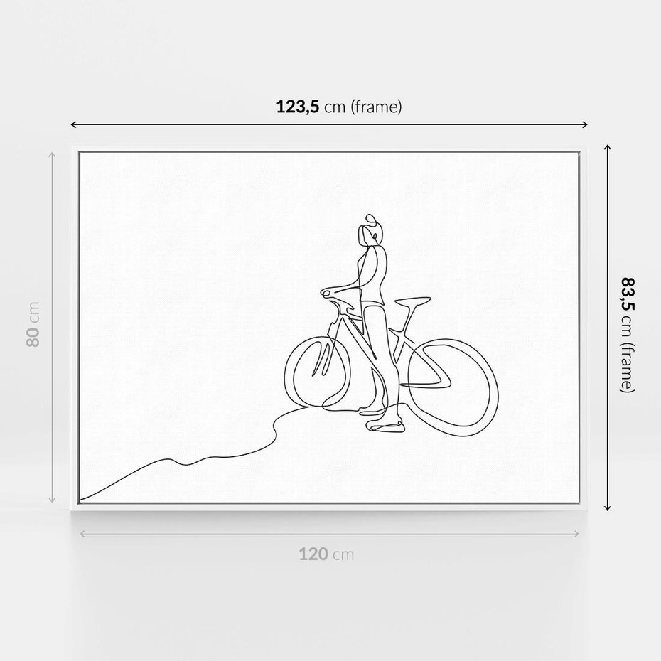 Obraz w ramie 120x80 - Minimalistyczna Przejażdżka - szkic, minimalizm - rama biała