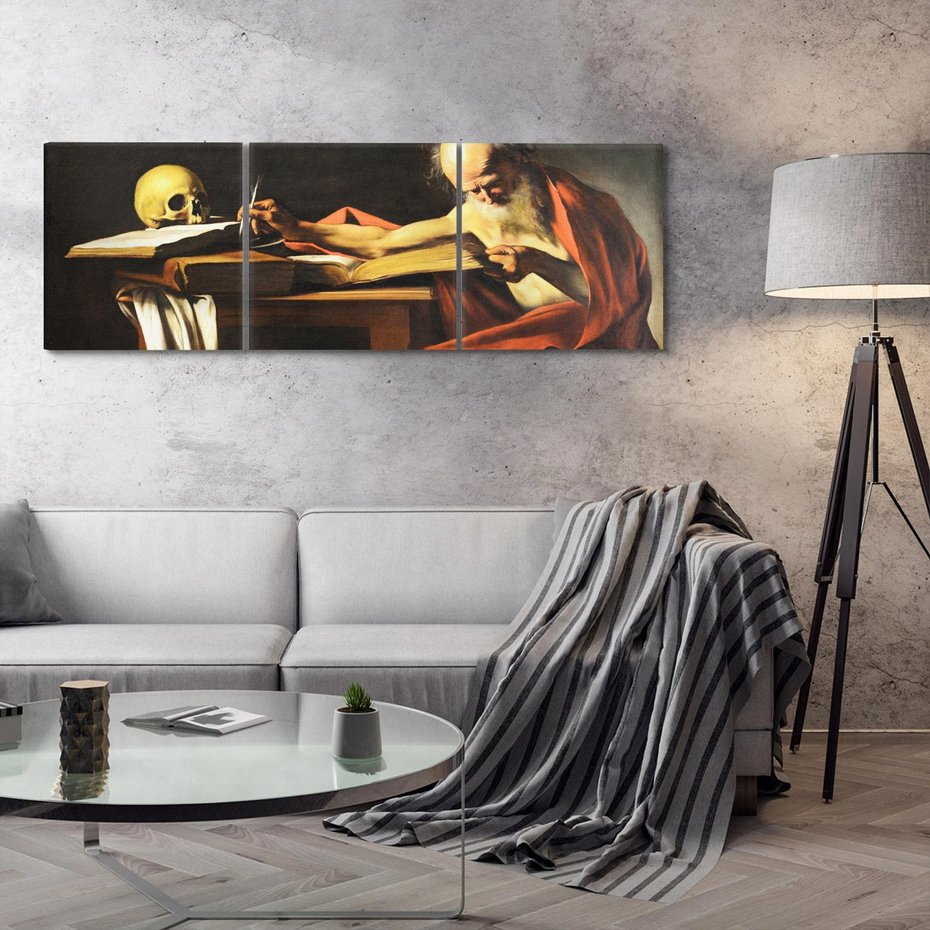 Obraz na płótnie 90x30 - "Św. Hieronim piszący" (1606), Caravaggio - Reprodukcja - reprodukcja, obraz na płótnie
