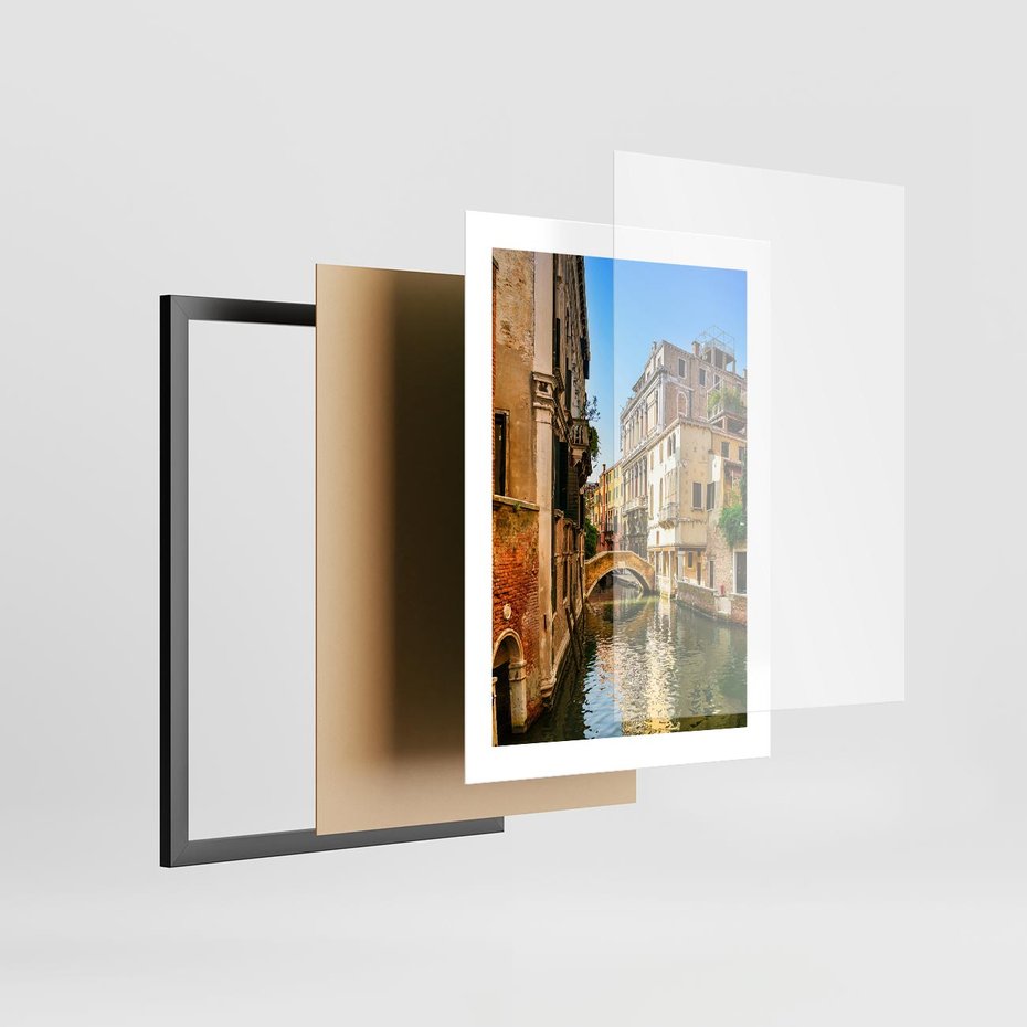 Plakat w ramie 30x40 - Magia Kanałów Weneckich - Wenecja, kanały - rama czarna