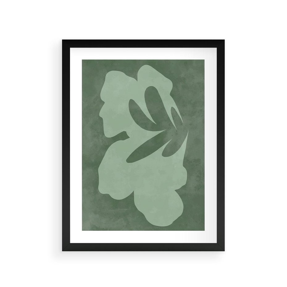 Plakat w ramie 30x40 - Kształty Zieleni - abstrakcyjny kształt, zielony plakat - rama czarna