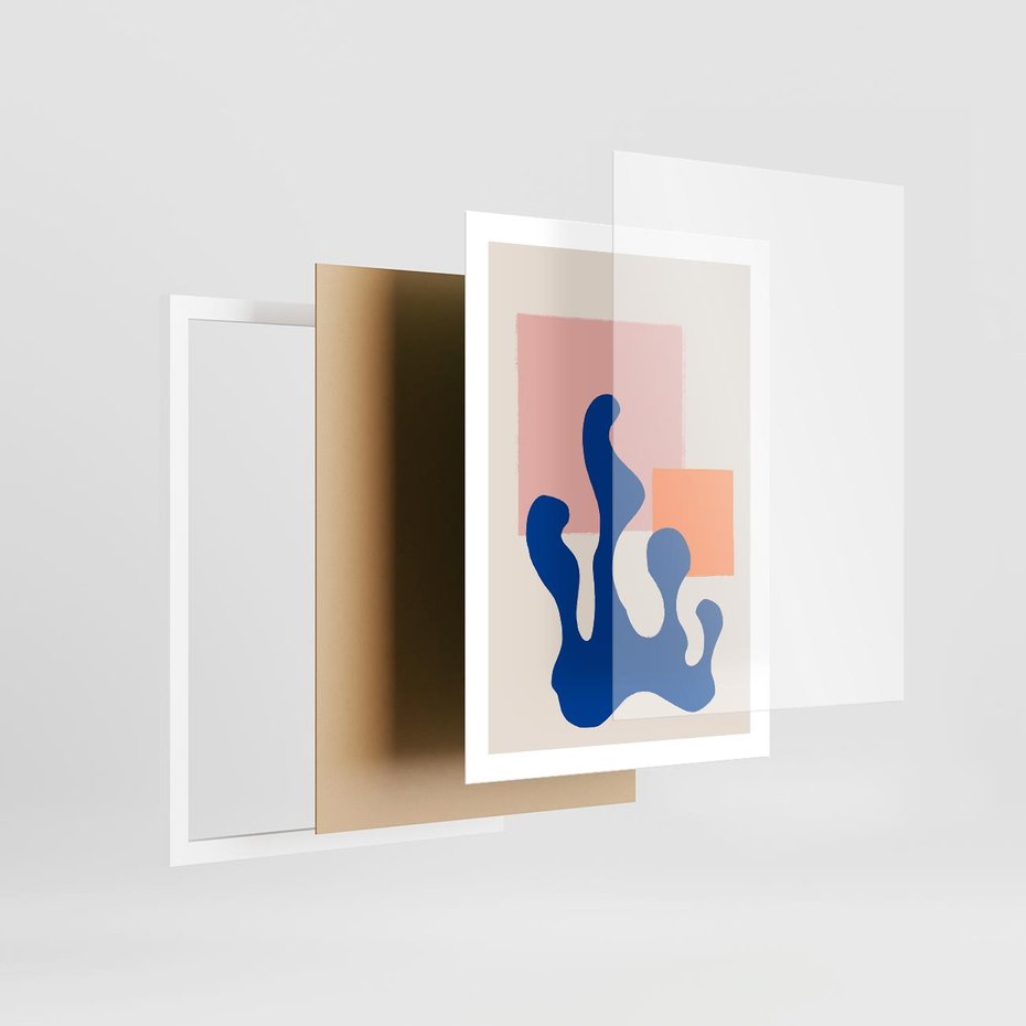 Plakat w ramie 50x70 - Bezgraniczna Galeria Plam - abstrakcja, nowoczesny plakat - rama biała