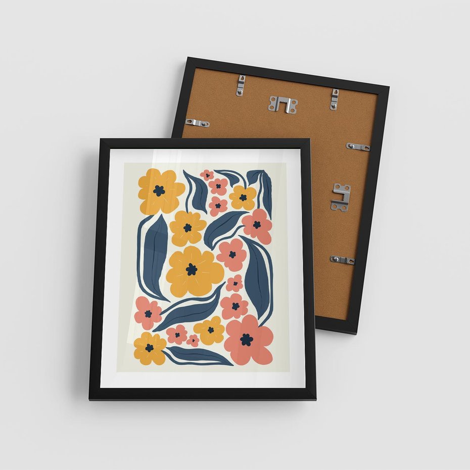 Plakat w ramie 40x50 - Pastelowe Impresje - pastelowe kwiaty, abstrakcyjna kompozycja - rama czarna