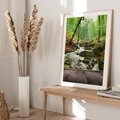 Plakat w ramie 50x70 - Strumyk w lesie - strumyk, w lesie - rama drewno